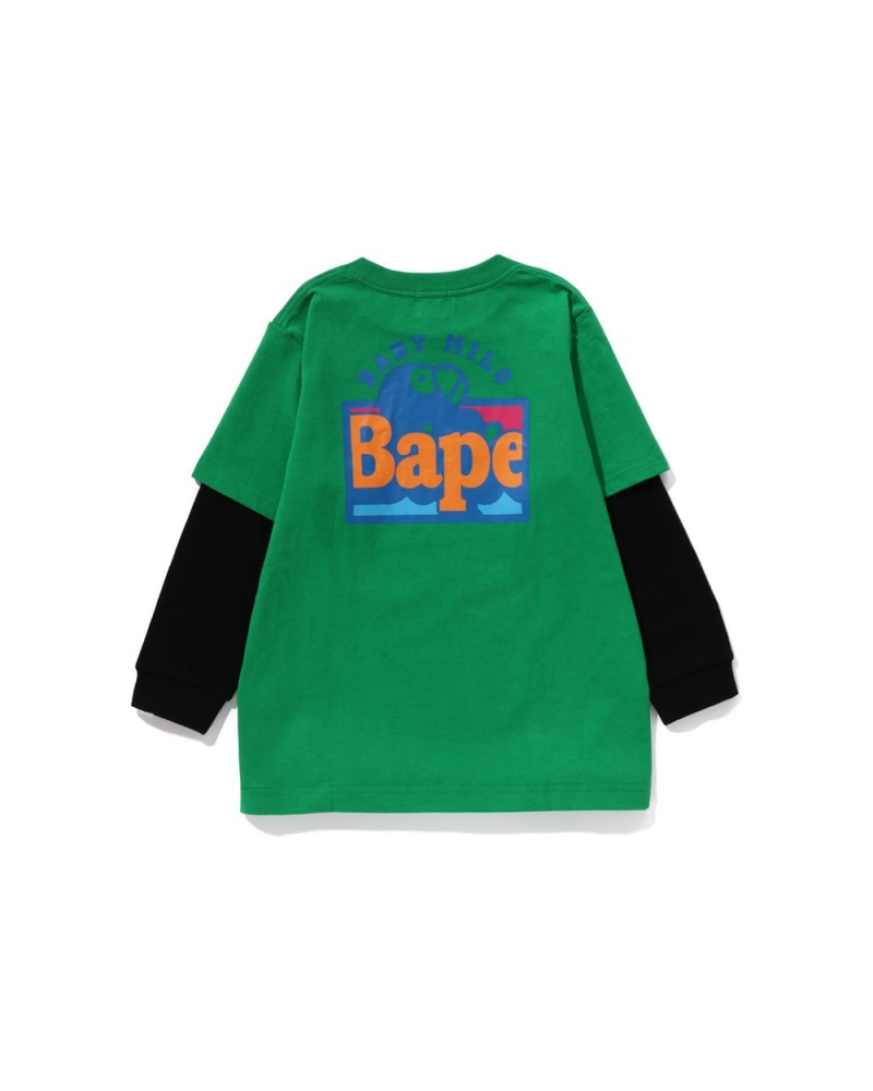 Najfatalniejszy Bape Baby Milo Layered L/S Dziecięce Zielone | 30159YIEZ