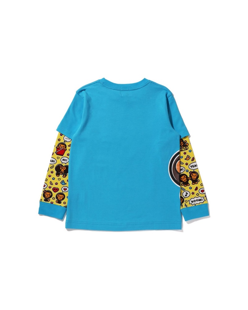 Najfatalniejszy Bape Baby Milo Speech Balloon Layered L/S Dziecięce Niebieskie | 53842FWDI