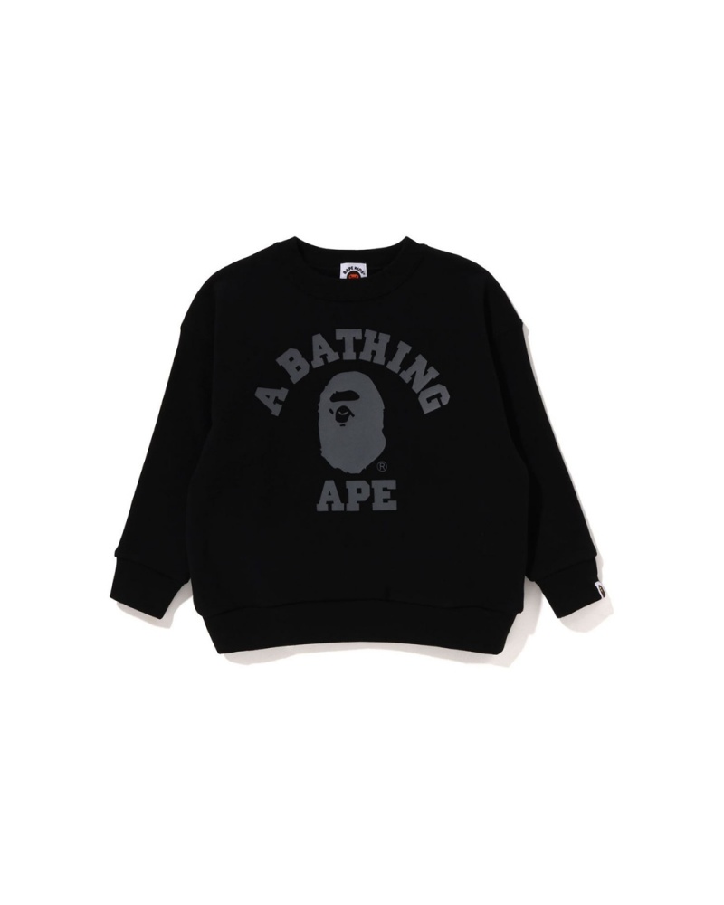 Najfatalniejszy Bape College Crewneck Dziecięce Czarne | 15246TPRU