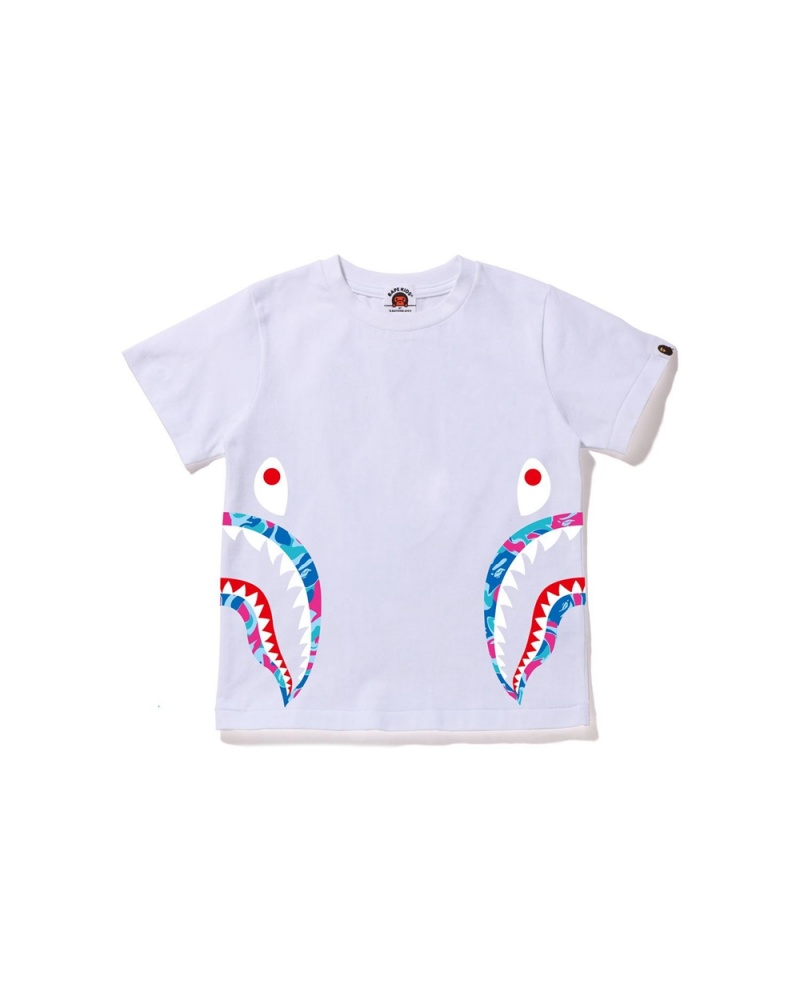 Najfatalniejszy Bape Marble Side Shark Dziecięce Białe | 49821CUPS