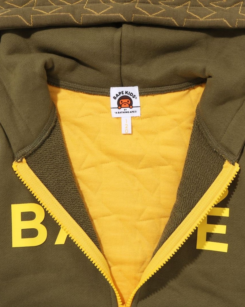 Najfatalniejszy Bape STA Quilting Zip Hoodie Dziecięce Zielone | 63075ILDM