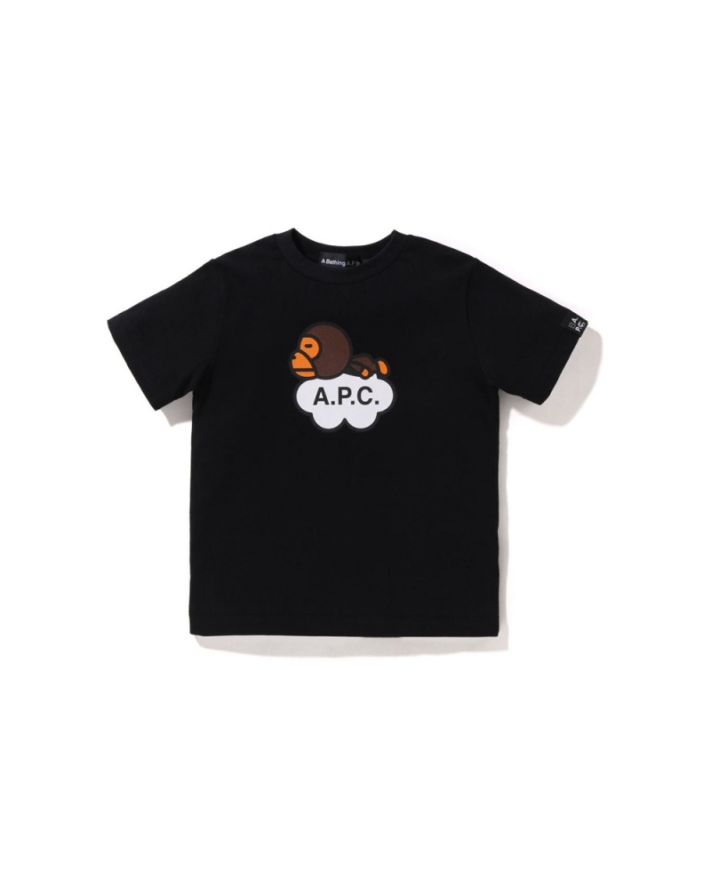 Najfatalniejszy Bape X A.P.C. Milo Dziecięce Czarne | 86345DIYT