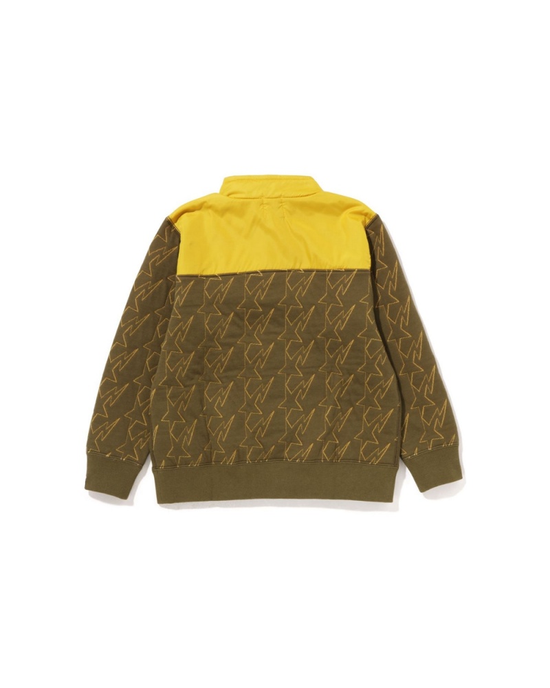 Odzież Wierzchnia Bape STA Quilting Ape Head Half Snap Sweat Dziecięce Ciemny Khaki | 03519STVQ