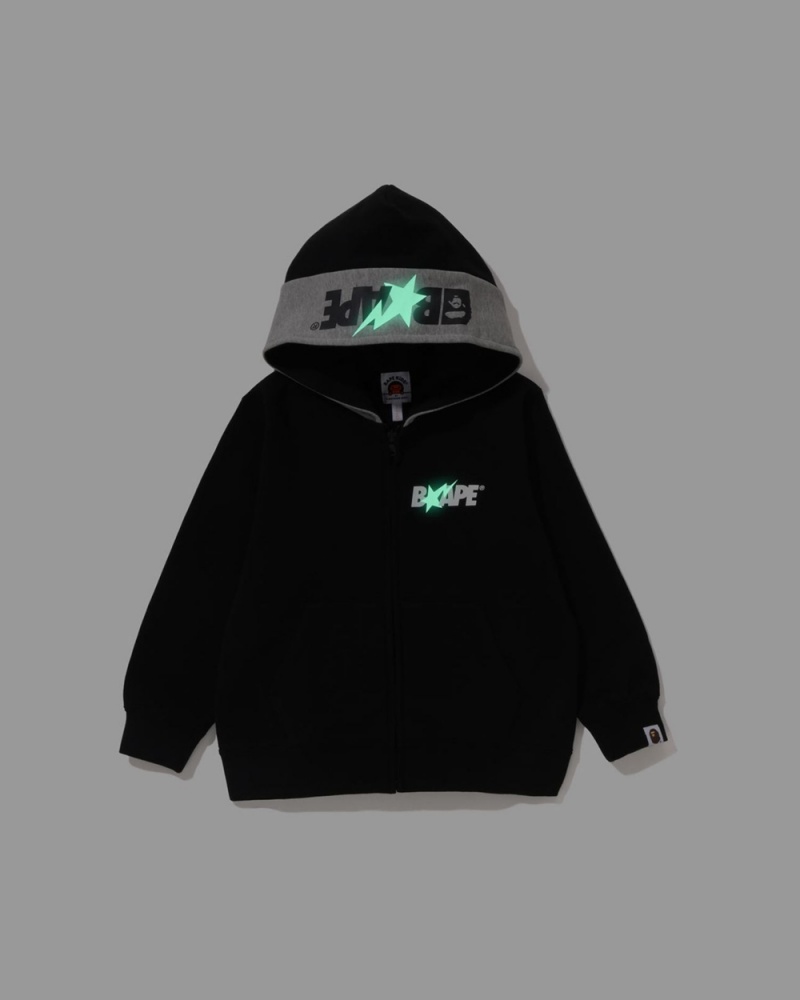 Odzież Wierzchnia Bape Zip Hoodie Dziecięce Czarne | 07521FTHW