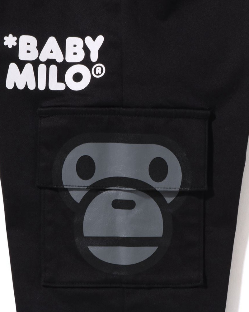 Spodnie Bape Baby Milo Side Pocket Face Dziecięce Czarne | 90824MYES