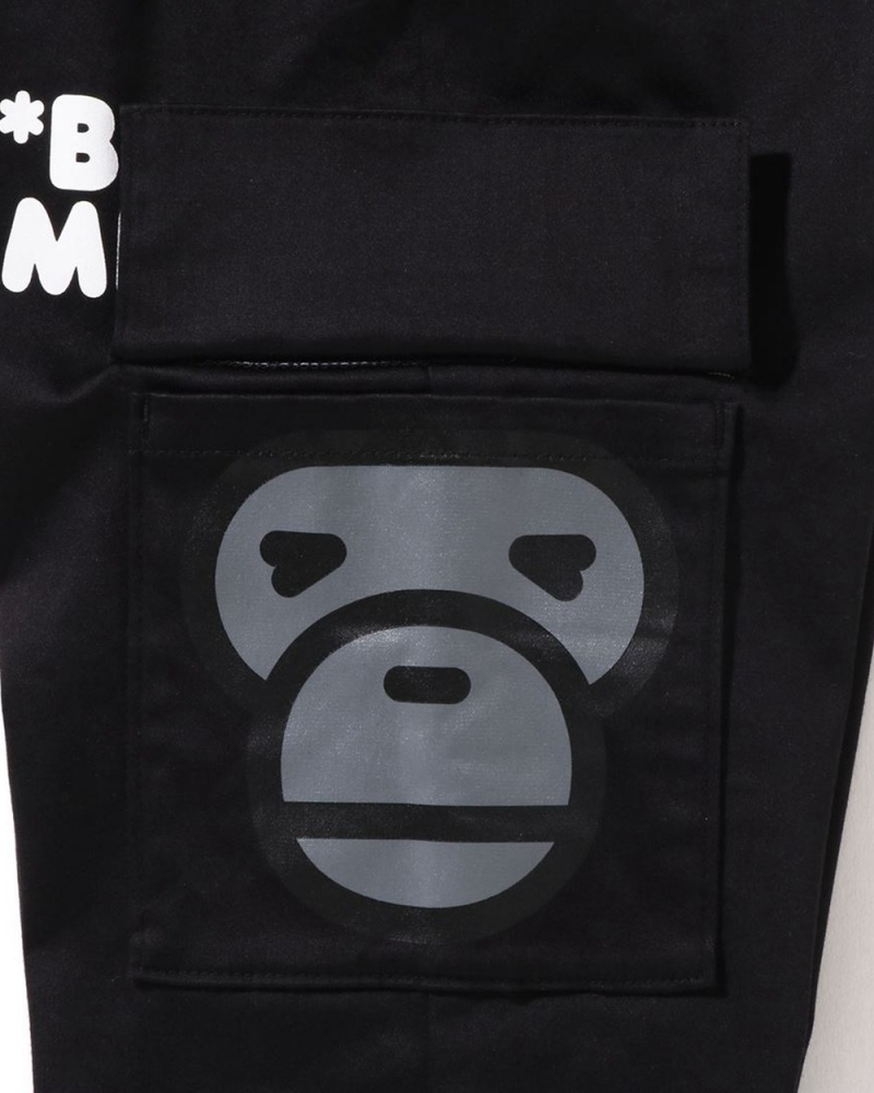 Spodnie Bape Baby Milo Side Pocket Face Dziecięce Czarne | 90824MYES