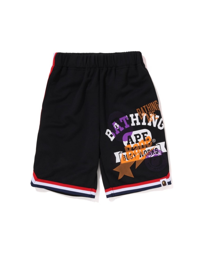 Spodnie Bape Multi Print Basketball Shorts Dziecięce Czarne | 43267PSYC