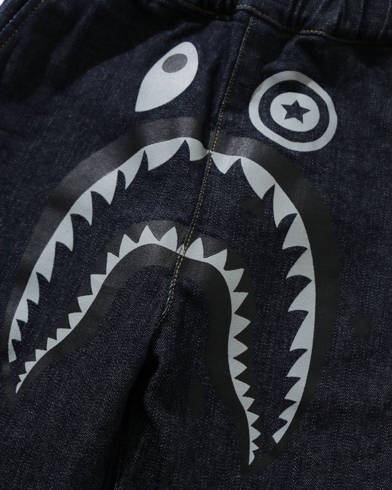 Spodnie Bape Shark Denim Jogger Dziecięce Niebieskie | 98421KYDT