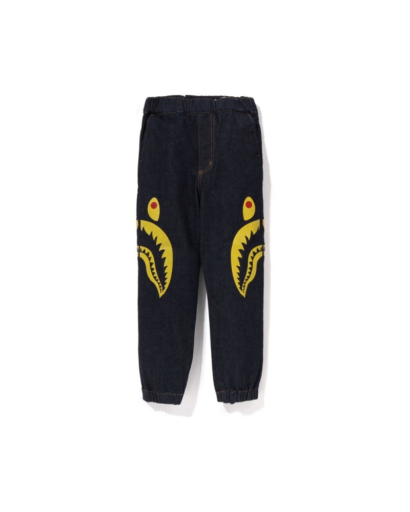 Spodnie Bape Side Shark Jogger Denim Dziecięce Niebieskie | 42067PTWX